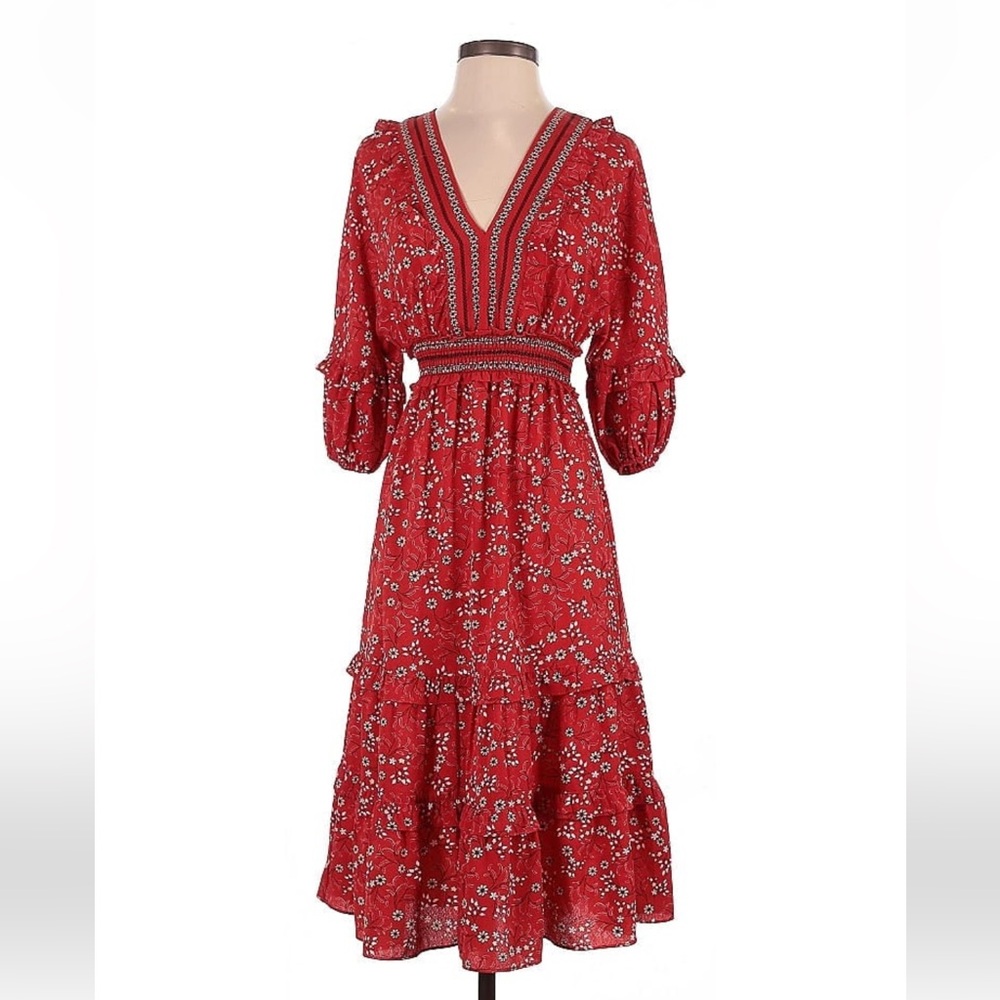 Max Studio red tiered dress
